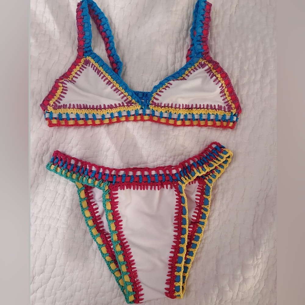 Crochet White Bikini Set!!